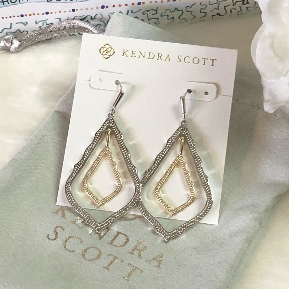 NEW KENDRA SCOTT SIMON DROP MIXED METAL EARRINGS - Picture 3 of 7